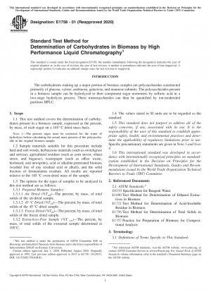 Standardtestmethode zur Bestimmung von Kohlenhydraten in Biomasse mittels Hochleistungsflüssigkeitschromatographie