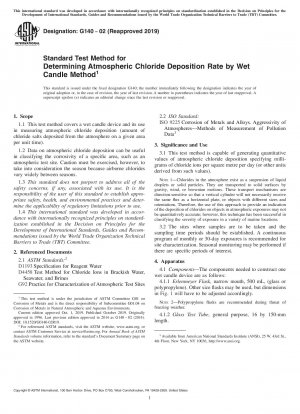 Standardtestmethode zur Bestimmung der atmosphärischen Chloridablagerungsrate durch die Nasskerzenmethode