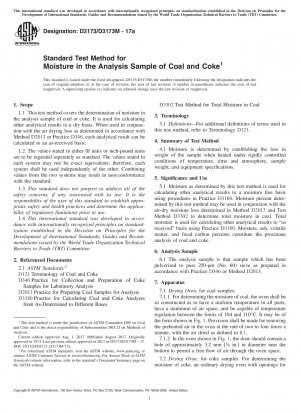 Standardtestmethode für Feuchtigkeit in der Analyseprobe von Kohle und Koks