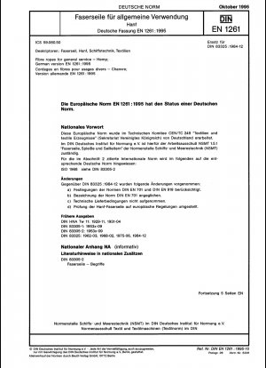 Faserseile für allgemeine Zwecke – Hanf; Deutsche Fassung EN 1261:1995