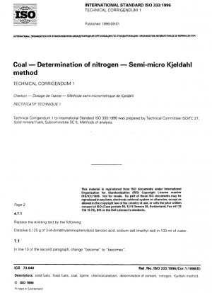 Kohle – Bestimmung von Stickstoff – Halbmikro-Kjeldahl-Methode
