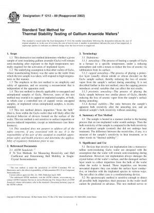 Standardtestmethode zur thermischen Stabilitätsprüfung von Galliumarsenid-Wafern