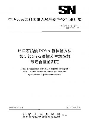 Testmethode für den PONA-Wert von Export-Naphtha, Teil 3: Bestimmung des Olefin- und Aromatengehalts in Erdölfraktionen