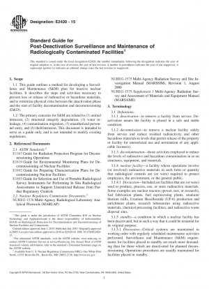 Standardhandbuch für die Überwachung und Wartung radiologisch kontaminierter Einrichtungen nach der Deaktivierung