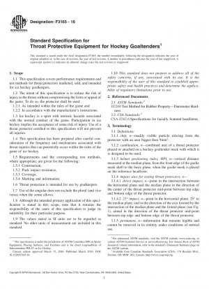Standardspezifikation für Halsschutzausrüstung für Hockey-Torhüter