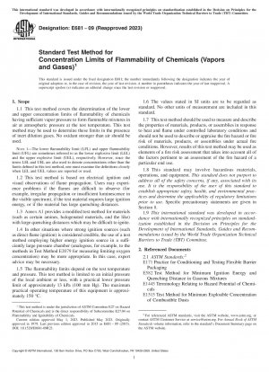 Standardtestmethode für Konzentrationsgrenzen der Entflammbarkeit von Chemikalien (Dämpfe und Gase)