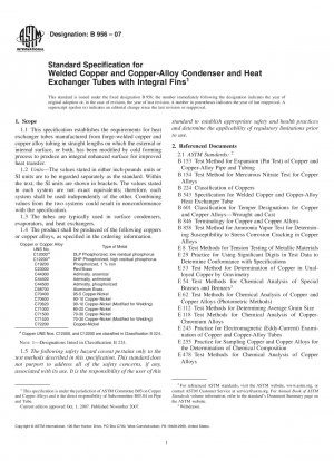Standardspezifikation für geschweißte Kondensator- und Wärmetauscherrohre aus Kupfer und Kupferlegierungen mit integrierten Rippen