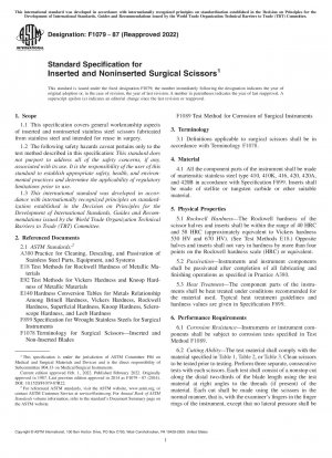 Standardspezifikation für eingeführte und nicht eingeführte chirurgische Scheren