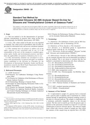 Standardtestmethode für den GC-IMS-Analysator für speziiertes Siloxan, online basierend auf dem Siloxan- und Trimethylsilanolgehalt gasförmiger Brennstoffe