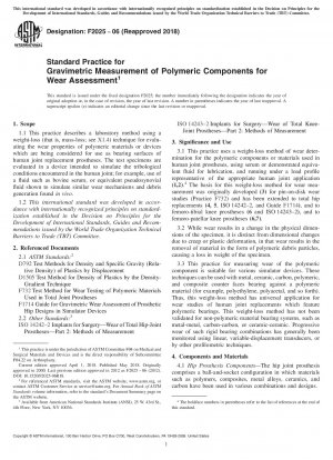 Standardpraxis zur gravimetrischen Messung von Polymerkomponenten zur Verschleißbewertung