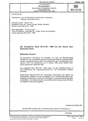 Luft- und Raumfahrt - Schaftmuttern - Montagelöcher, 60°-Senkung, Flansche - Designstandard; Deutsche Fassung EN 3149:1996