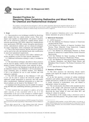 Standardverfahren zum Auflösen von Glas, das radioaktive und gemischte Abfälle enthält, für die chemische und radiochemische Analyse