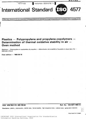 Kunststoffe; Polypropylen und Propylen-Copolymere; Bestimmung der thermischen Oxidationsstabilität an Luft; Ofenmethode