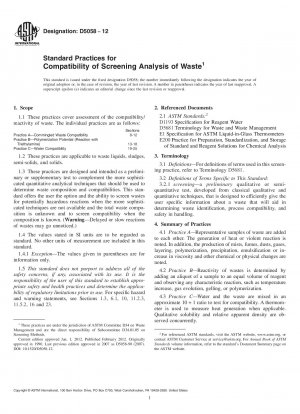 Standardpraktiken für die Kompatibilität der Screening-Analyse von Abfällen