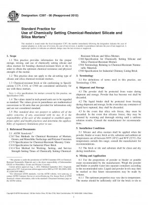 Standardpraxis für die Verwendung chemisch abbindender, chemikalienbeständiger Silikat- und Silikatmörtel