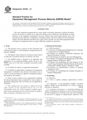 Standardpraxis für das EMPM-Modell (Equipment Management Process Maturity).