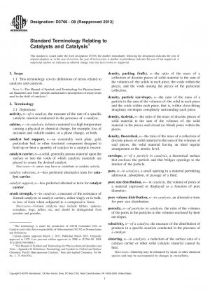 Standardterminologie in Bezug auf Katalysatoren und Katalyse