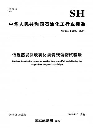 Standardverfahren zur Rückgewinnung von Rückständen aus emulgiertem Asphalt mittels Niedertemperatur-Verdampfungstechnik