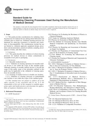 Standardhandbuch zur Validierung von Reinigungsprozessen bei der Herstellung medizinischer Geräte