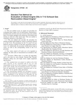 Standardtestmethode zur Bewertung von Dieselmotorölen in T-12-Dieselmotoren mit Abgasrückführung