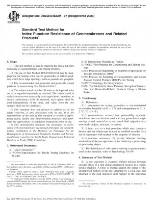 Standardtestmethode für die Indexdurchstoßfestigkeit von Geomembranen und verwandten Produkten