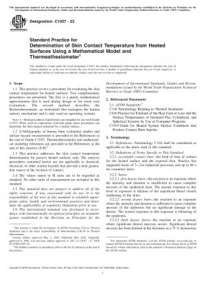 Standardpraxis zur Bestimmung der Hautkontakttemperatur von beheizten Oberflächen mithilfe eines mathematischen Modells und eines Thermästhesiometers