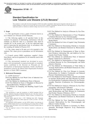 Standardspezifikation für Benzol mit niedrigem Toluol- und Dioxangehalt (LTLD).
