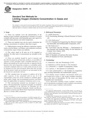 Standardtestmethoden zur Begrenzung der Sauerstoffkonzentration (Oxidationsmittel) in Gasen und Dämpfen