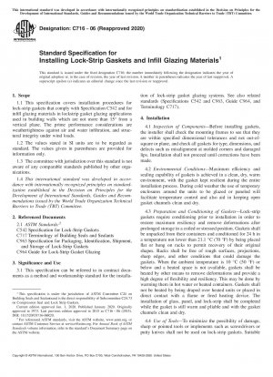 Standardspezifikation für den Einbau von Lock-Strip-Dichtungen und Füllungsverglasungsmaterialien