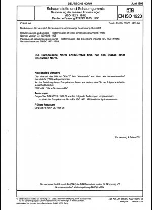Zellkunststoffe und Kautschuke – Bestimmung linearer Maße (ISO 1923:1981); Deutsche Fassung EN ISO 1923:1995