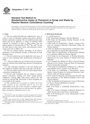 Standardtestmethode für die zerstörungsfreie Untersuchung von Plutonium in Schrott und Abfall durch passive Neutronen-Koinzidenzzählung