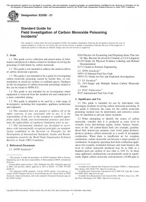 Standardhandbuch für die Felduntersuchung von Vorfällen mit Kohlenmonoxidvergiftungen