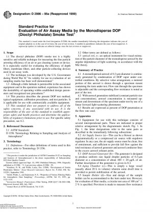 Standardmethode zur Bewertung von Lufttestmedien durch den monodispersen DOP-Rauchtest (Dioctylphthalat).