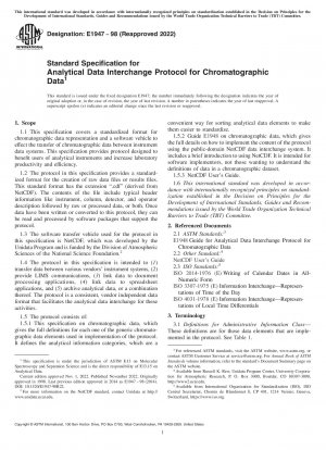 Standardspezifikation für das Analytical Data Interchange Protocol für chromatographische Daten