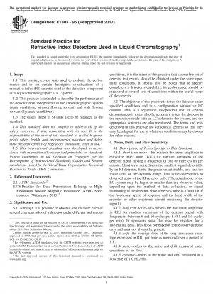 Standardpraxis für Brechungsindexdetektoren zur Verwendung in der Flüssigkeitschromatographie