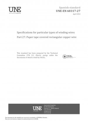 Spezifikationen für bestimmte Arten von Wickeldrähten – Teil 27: Mit Papierband ummantelter rechteckiger Kupferdraht