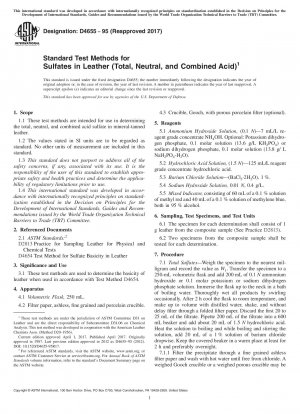 Standardtestmethoden für Sulfate in Leder (Gesamt-, Neutral- und kombinierte Säure)