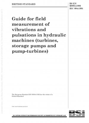 Leitfaden zur Feldmessung von Vibrationen und Pulsationen in hydraulischen Maschinen (Turbinen, Speicherpumpen und Pump-Turbinen)