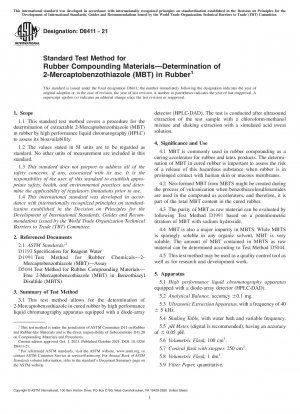 Standardtestmethode für Gummimischungsmaterialien – Bestimmung von 2-Mercaptobenzothiazol (MBT) in Gummi