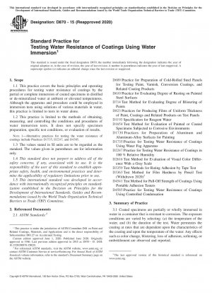 Standardverfahren zur Prüfung der Wasserbeständigkeit von Beschichtungen durch Eintauchen in Wasser