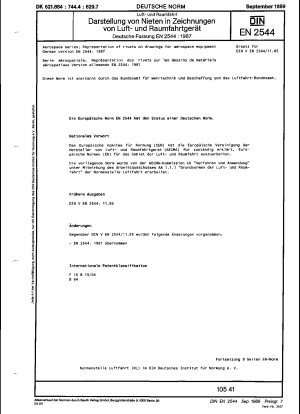 Luft- und Raumfahrtserie; Darstellung von Nieten auf Zeichnungen für Luft- und Raumfahrtausrüstung; Deutsche Fassung EN 2544:1987