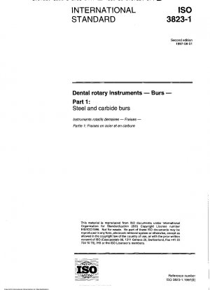 Dentale rotierende Instrumente – Bohrer – Teil 1: Stahl- und Hartmetallbohrer