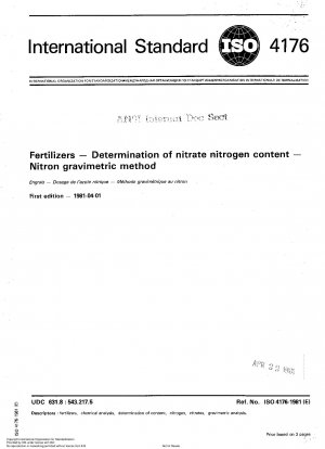 Düngemittel; Bestimmung des Nitratstickstoffgehalts; Nitron-gravimetrische Methode