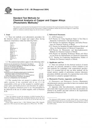 Standardtestmethoden für die chemische Analyse von Kupfer und Kupferlegierungen (photometrische Methoden)