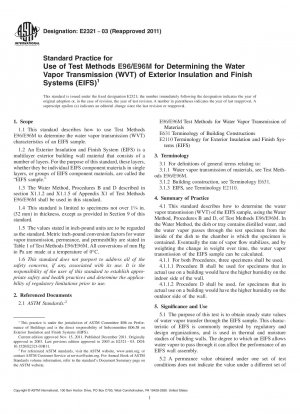 Standardpraxis für die Verwendung von Testmethoden zur Bestimmung der Wasserdampfdurchlässigkeit (WVT) von Außendämm- und Oberflächensystemen (WDVS)