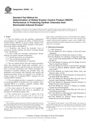 Standardtestmethode zur Bestimmung der Leistung von Rolled Erosion Control Product (RECP) beim Schutz von Erdkanälen vor durch Regenwasser verursachter Erosion