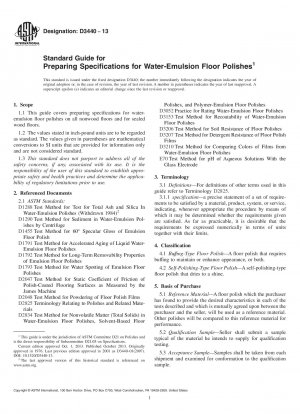 Standardhandbuch zur Erstellung von Spezifikationen für Wasseremulsions-Bodenpolituren