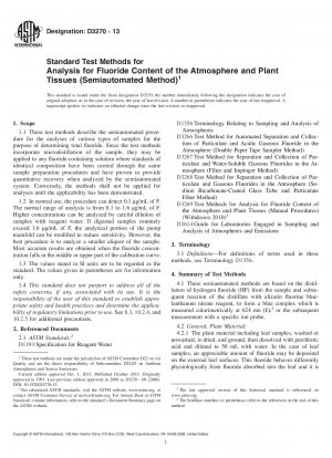 Standardtestmethoden zur Analyse des Fluoridgehalts der Atmosphäre und Pflanzengewebe lpar;Halbautomatische Methoderpar;