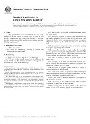 Standardspezifikation für die Brandschutzkennzeichnung von Kerzen