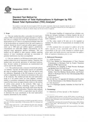 Standardtestmethode zur Bestimmung des Gesamtkohlenwasserstoffgehalts in Wasserstoff durch einen FID-basierten Gesamtkohlenwasserstoffanalysator (THC).
